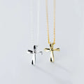 925 Sterling Silver Simple Cross Shape Pendant 18K Gold Plated Chain Necklaces Christian Jewelry Gifts for Women