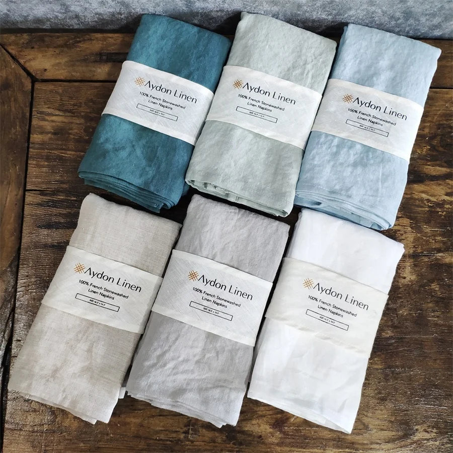 Linen 100% Restaurant Kitchen Dining Wedding White Flax Linen Cloth Dinner Table Linen Napkins