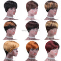 HC01-QT Pixie Cut Wigs Short Human Hair Black Ladies Wigs None Lace Wigs for Black Women Short Straight Swiss Lace 5inch