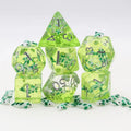 Custom Dice Set 16mm Rpg Polyhedral Green Koi Fish Resin Dice