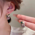 New Arrival Onyx Glass Flower Hook Earrings Purple Agate Pearl Water Lily Drop Earrings 2023 Women