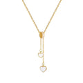 AA01227 Tassel Double Heart Necklace Women Titanium Steel Necklace Fashion Celebrity Clavicle Chain