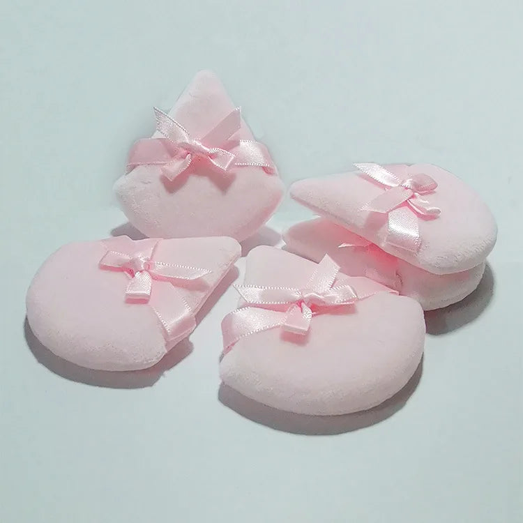 Bowknot Triangle Velvet Soft Plush Washable Pink Cosmetic Puffs Women Makeup Tools Loose Powder Liquid Foundation BB Cream