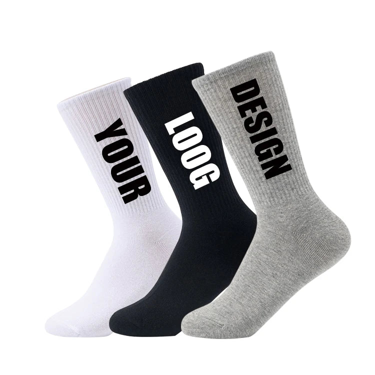 Design Embroidery Jacquard Mens Sports Crew Stockings Socks No MOQ Custom Logo Cotton Men's Socks Knitted Compression Socks