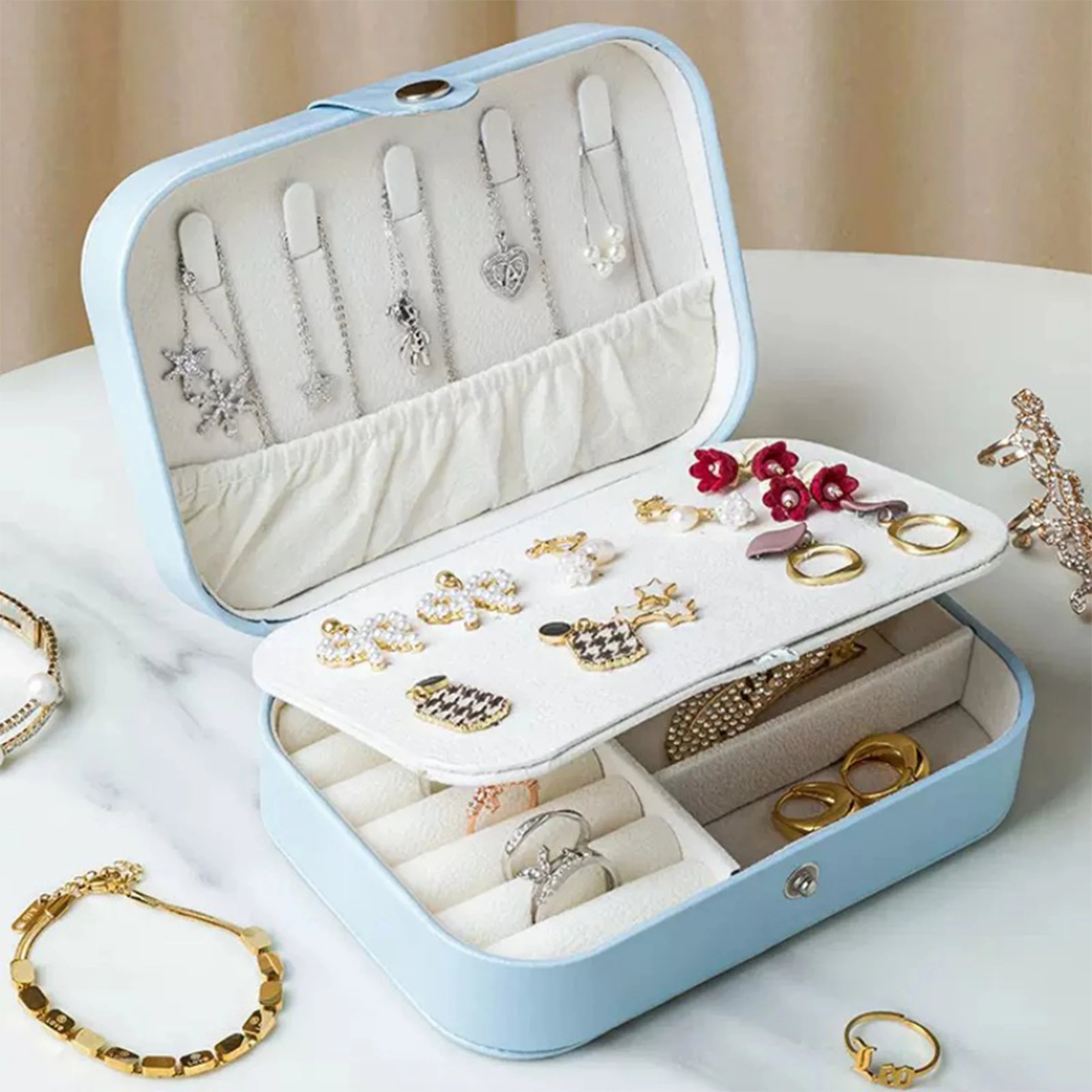 Wholesale Travel Jewelry Storage Boxes Makeup Storage for Earrings Rings Necklaces Bracelets