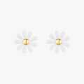 Classic Party Charm Silver Jewelry for Women Accessories 925 Sterling Silver Simple White Enamel Daisy Flowers Stud Earrings