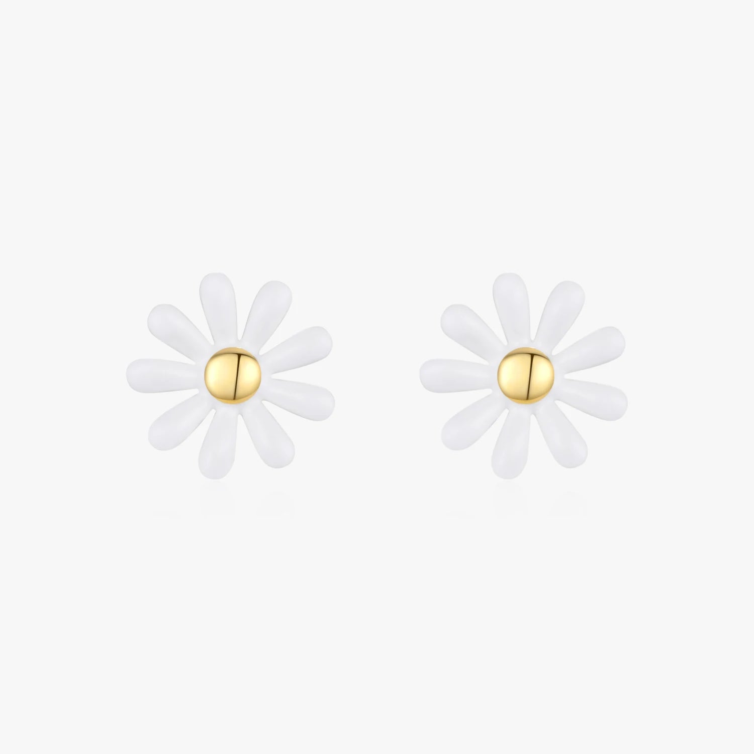 Classic Party Charm Silver Jewelry for Women Accessories 925 Sterling Silver Simple White Enamel Daisy Flowers Stud Earrings