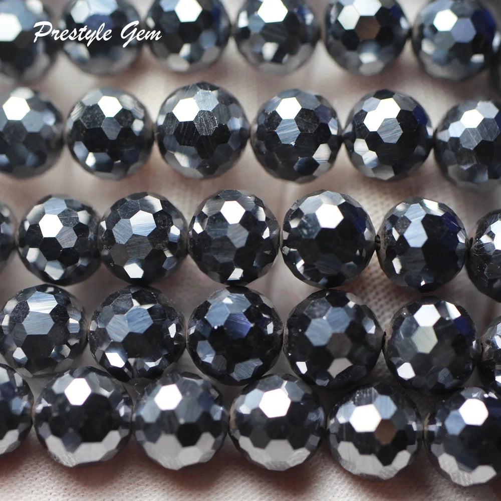Wholesale Terahertz Faceted 6mm & 8mm & 10mm Round Health Energy Loose Stone Beads for Jewelry Making Design
