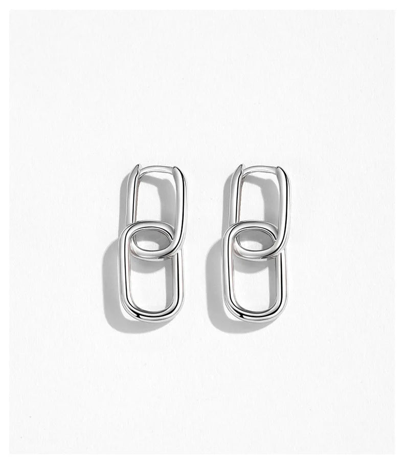 Factory  Directly Wholesale 925 Sterling Silver Simple Fashion Double Ring Hoop Earrings for Women Jewelry 2023