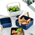 Hot Sale Simple Japanese Striped Fruit Basket Creative Ceramic Carrytin Restaurant Creative Salad Bowl Dried Fruit Plate
