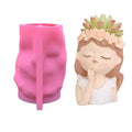 HY Girls Head Flower Pot Succulent Plant Silicone Mold for Concrete Clay Mould DIY Craft