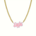 New Double Plated Vintage Name Necklace Custom Acrylic Pendant Necklace