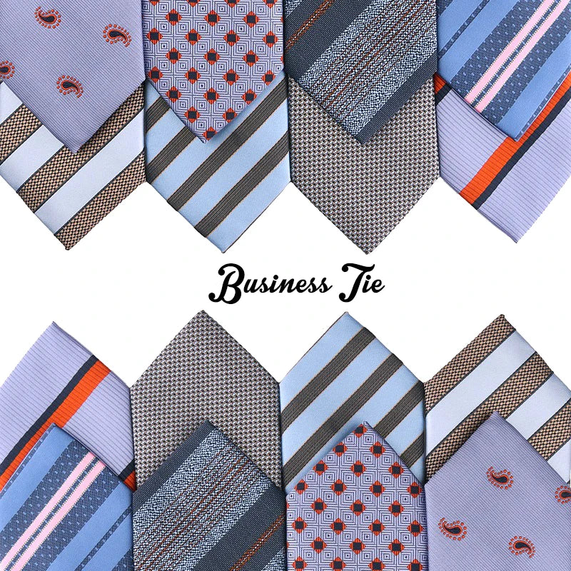 Factory Custom Blue Series Stripes Cashew Flower Jacquard Men's Business Tie Jk Style Casual Fashion Shirt Polyester High