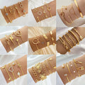VKME Vintage Style Heart Wireless Geometric Design Bracelet Set for Women Jewelry