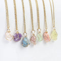Wholesale Wire Wrap Natural Healing Raw Rough Stone Pendant Necklace for GIft Necklace Making