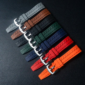 Premium Grade FKM Rubber Watch Straps 20mm 22mm Waterproof Tire Pattern Quick Release Watch Strap Diving Watch Bands Wholesale