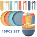 Eco Wheat Straw Dinnerware Sets Cutlery Bowl Plates Cup Set BPA Free Utensil Set