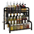 Kitchen Seasoning Rack Stepped 2 Layers Condiment Rack Multi Purpose Daily Spice Jars Table Shelf