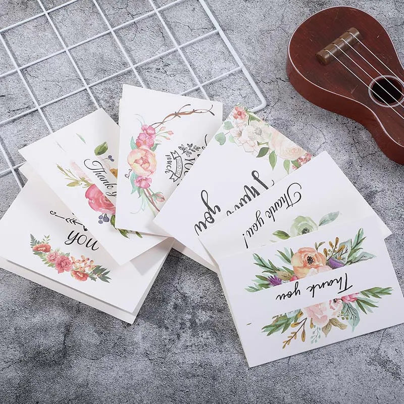 Custom Logo Printed Gold Foil Mini Blank Wholesale Handmade Wedding Business Thank You Cards With Envelopes