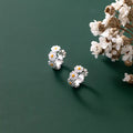 Fashion High Quality Enamel Daisy Flower Clip Earrings for Women Wholesale 925 Sterling Silver Jewelry Gifts