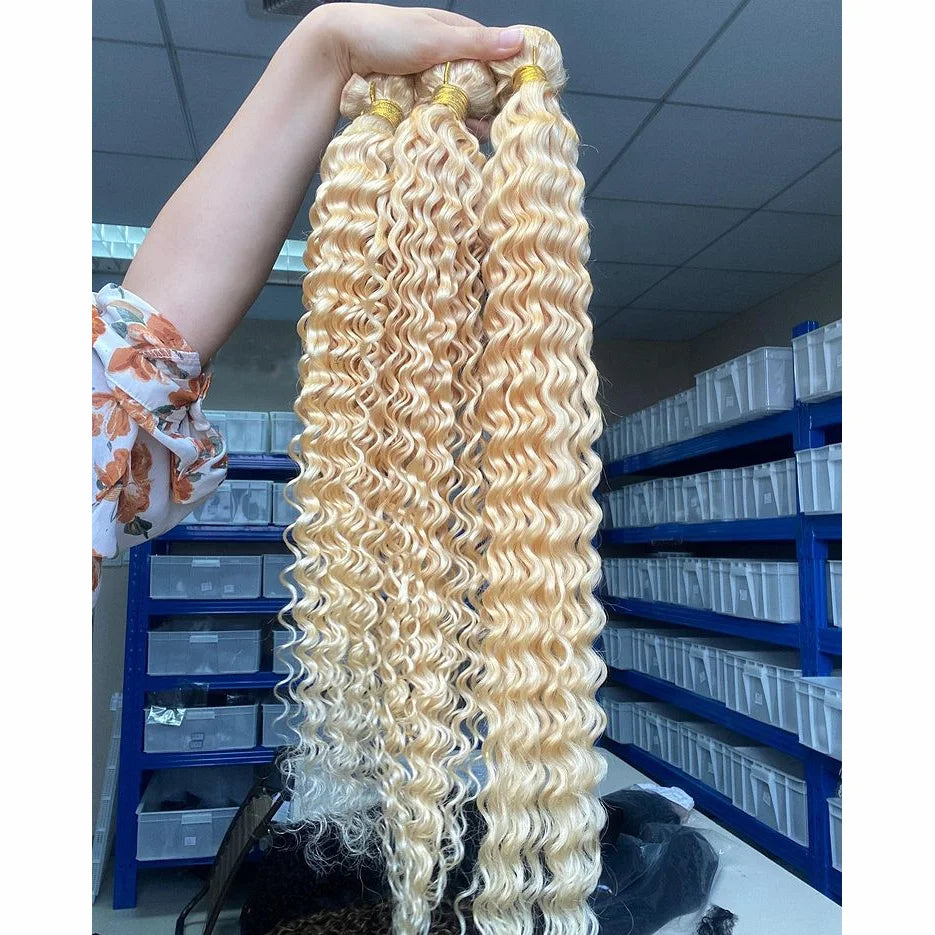 613 Virgin Human Hair Bundles613 Cuticle Aligned Hair Bundles With FrontalBlonde Virgin Human Hair 613 Bundles With Closure