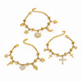 18K Gold Plated Zirconia Multi-element Pendant Box Chain Bracelet Stainless Steel Stylish Fashion Jewelry Wholesale
