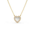 Milskye Charms for Jewelry 925 Sterling Silver Gold Plated Heart Mother of Pearl and Moissanite Necklace
