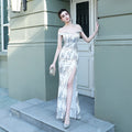 18159#2020 New Bead Fish Tail Banquet Elegant Temperament Anchor Model Etiquette Catwalk Exhibition Dress