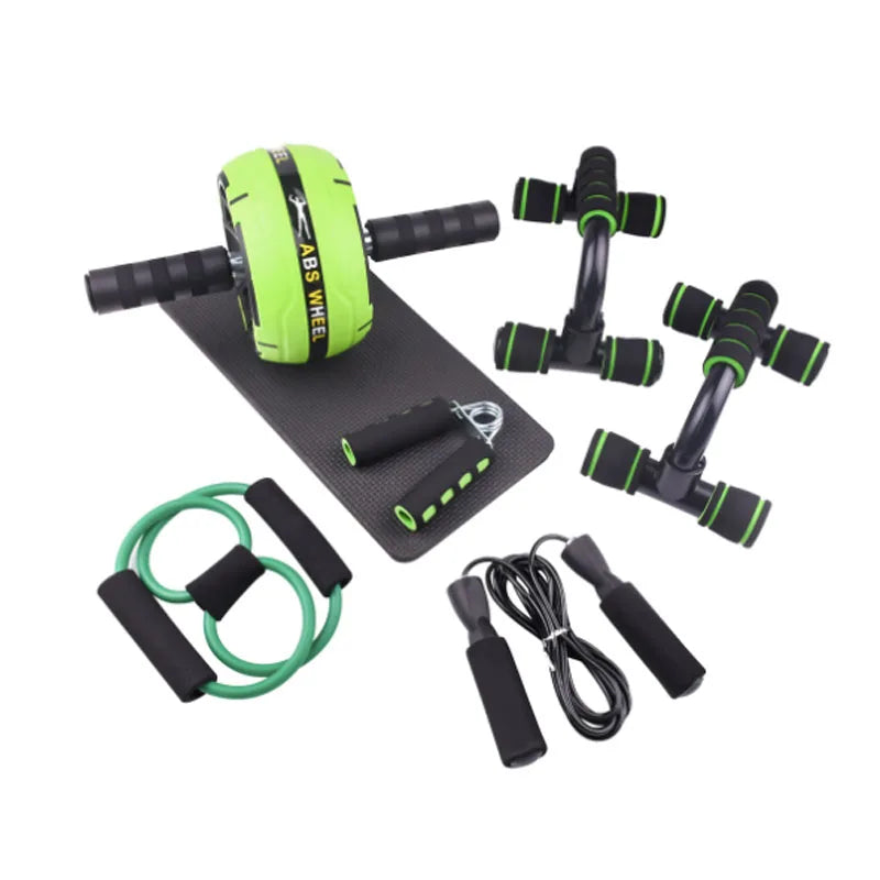 Jstar Sports 7 in 1 Strength Training AB Wheel Roller Set with Push up Bar Jump Rope Hand Grip