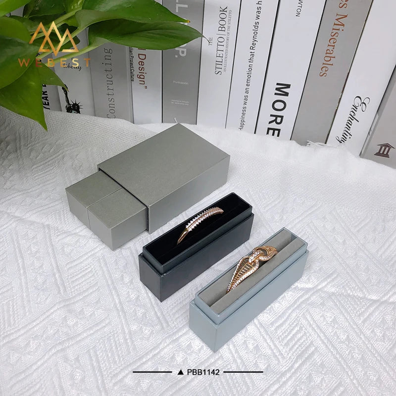 Webest  Custom logo Printed Double Ring Box Recycle Style Cardboard Jewelry Packaging Sliding Gift Paper Drawer Box