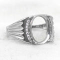 Sterling Silver 10*13mm Semi Mount Men's Ring Frame Empty Blank Claw Setting S925 Base Holder Without Center Stone for DIY Inlay