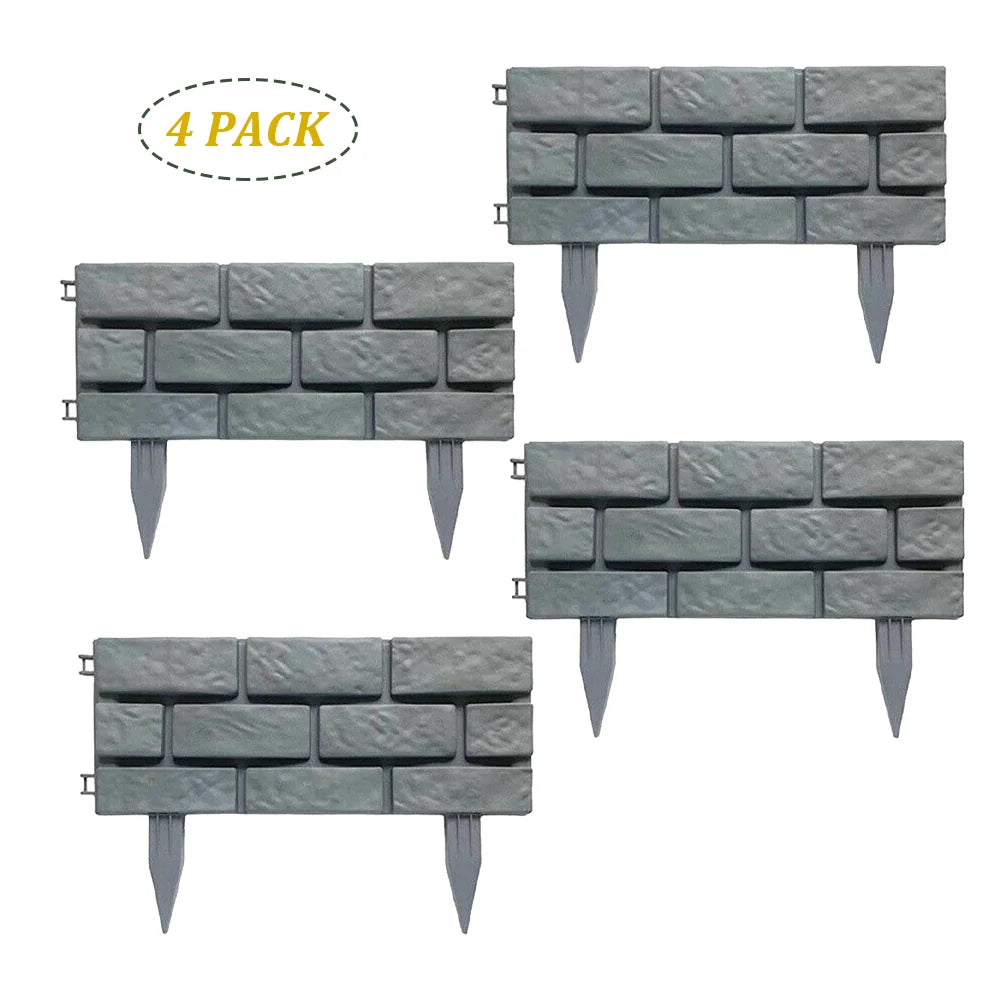 Outdoor Interlocking Easily Assemble Grass Edging Plastic Decorative Brick Effect Garden Edging with Stakes Garden Fencing