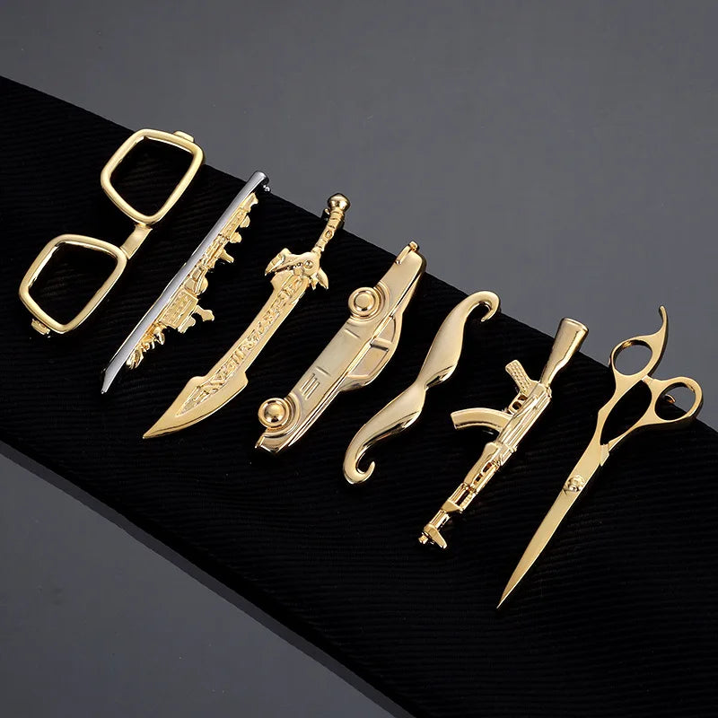 Fashion  Metal Stainless Steel Feather  Men Copper Tie Clip Gentlemen Gold Tie Bar Clasp Clip Pin  for  Wedding Men
