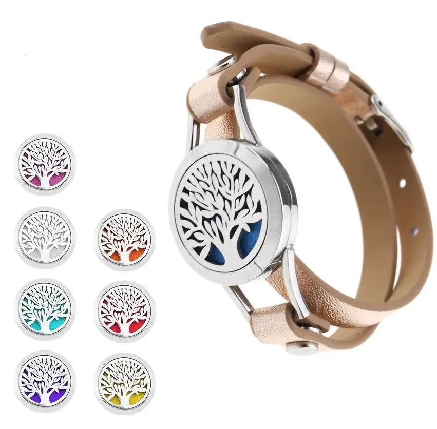 Essential Oil Diffuser Bracelet Tree of Life Jewelry Aromatherapy Locket Bracelets Leather Band Felt Birthday Gifts Bracelets