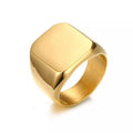 Custom Logo Name Engraving Simple Style Silver Gold Black Plated Square Classic Gemstone Ring Glossy Hip Hop Bikers Party Ring