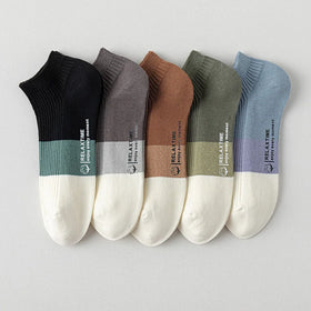 Wholesale Men Comfortable Breathable Soft Custom Logo Socks Low Cut Spring Summer Casual Cotton Double Needle Ankle Socks