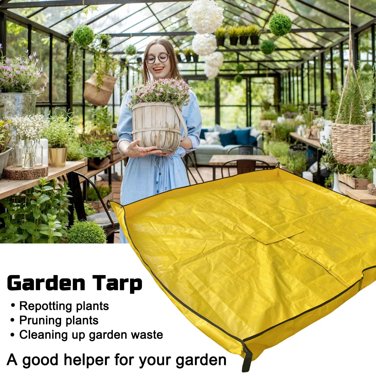 Litong Garden Leaf Tarp Bag Reusable Waterproof Garden Waste PE Tarpaulin Sheet
