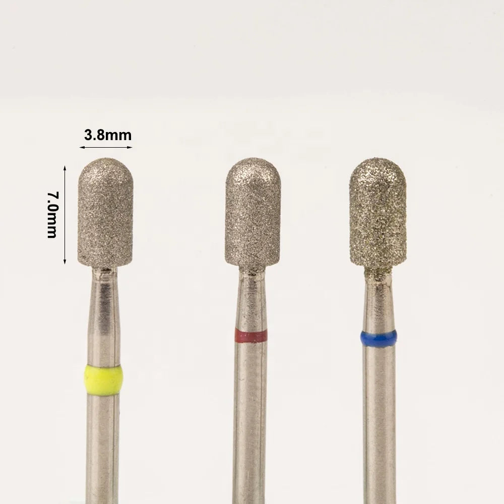 Rotary Burrs 4.0*7.0mm Smooth Top Barrel Safety E File Wholesale Russian Cuticle Manicure Nail Drill Bits Diamond High Quality