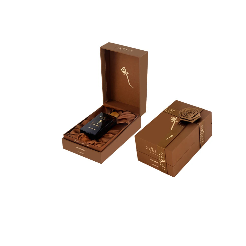 Custom Brown Special Paper Luxury Black Insert Eva Cardboard Cylinder Essential Oil 50ml Perfume Bottle Packaging With Box