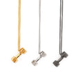 G1742 RTS Personalised Titanium Steel Jewelry Gold Black Fitness Gym Dumbbell Pendant Necklace