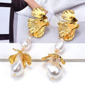 Kaimei New Arrival Fashion Wholesale Jewelry New Korean Metal Earrings for Women Fashion Simulated Pearl Gold Earrings Bridal