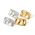 Jewelry Gifts for Women Irregular Rugged Big Square Earrings Stainless Steel