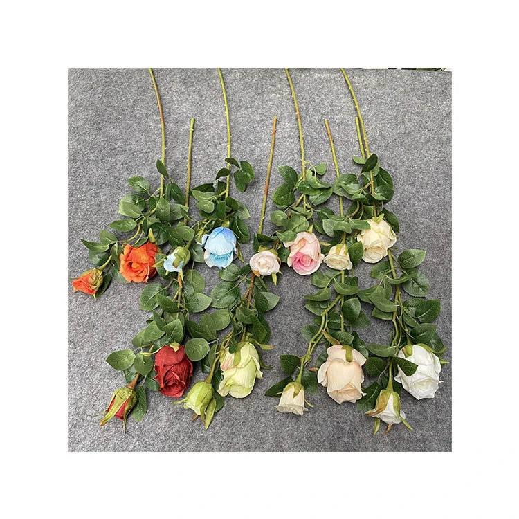 Factory Direct Wholesale Bunch of Long Only 2 -Heads Over Gum Zixia Fairy Rose Artificial Flowers