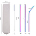 Factory Price Eco-Friendly 18/8 Stainless Steel Straw Set with Printed Case for Drinking