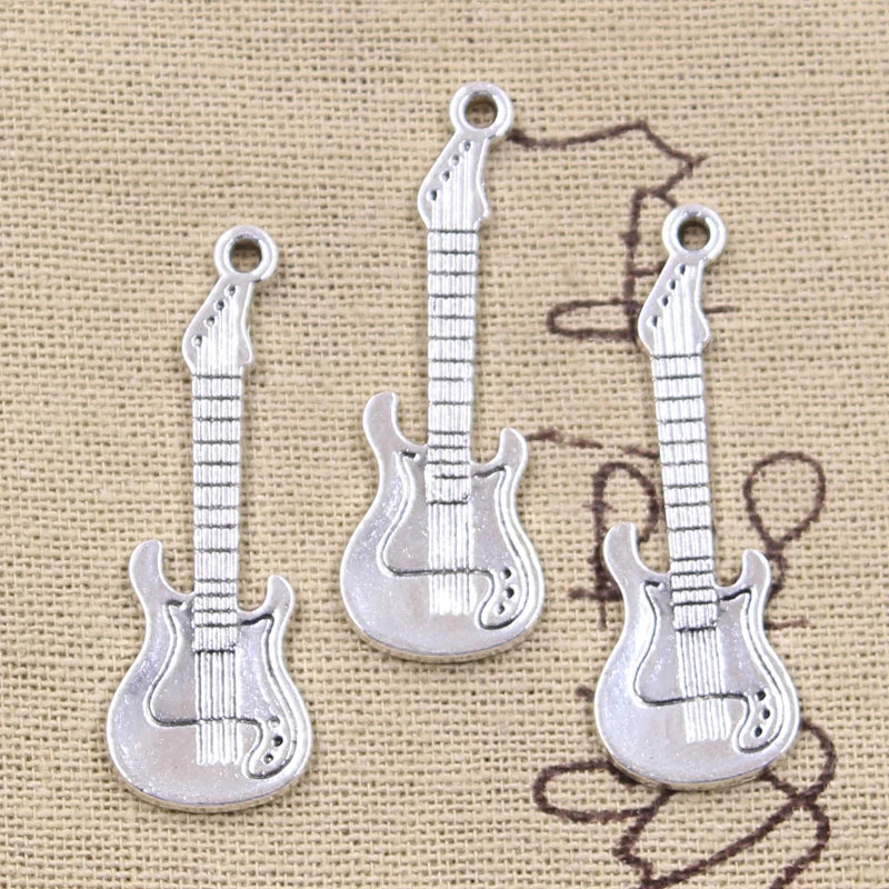 DIY Making Charms Pendant Musical Electric Guitar Antique Bronze Silver Color Charms Pendant for Jewelry Accessories