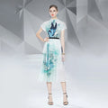 Manufacturer Wholesale High Quality Floral Printed Bohemian Chiffon Ruched Pleated Skirt Women Summer Natural Elastic Waist