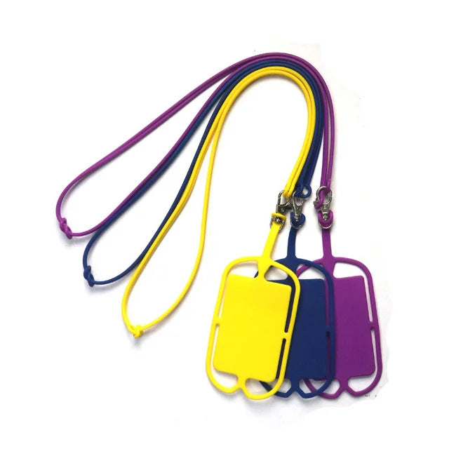 Wholesale Custom Universal Mobile Phone Cover Case Holder Silicone Lanyard with Card Pocket Wallet Neck Strap Hook Accessory