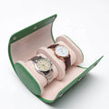 Wholesale Oval Ready to Ship 2 Slots Storage Roll up Protective Mens Leather Watch Gift Box Travel Watch Case