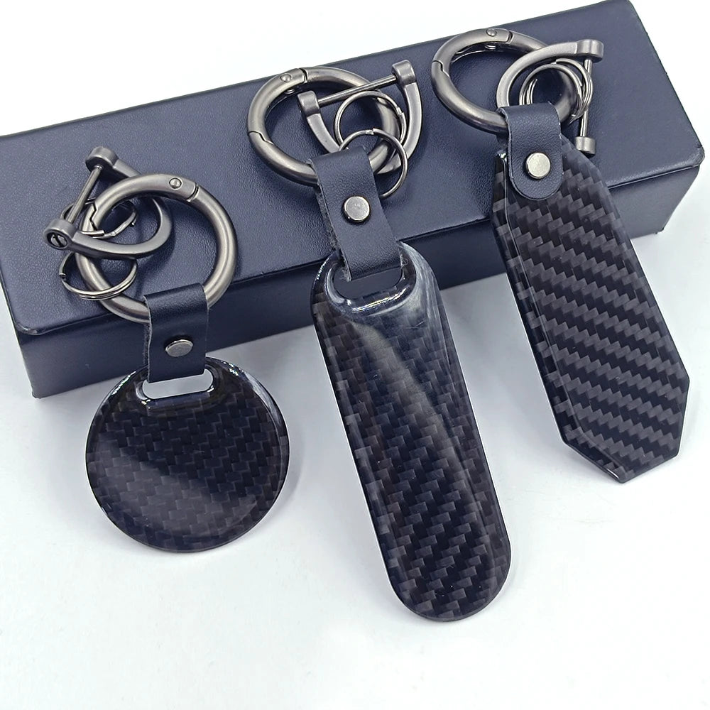 Professional Wholesale Custom Desgin Logo Car Brand Carbon Fiber Style Car Key Chain Microfiber Leather Metal Keychain