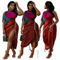 Women'S Positioning Printed Multi-Color Pleated Irregular Long Maxi Dress Sleeveless Elegant Women Dresses